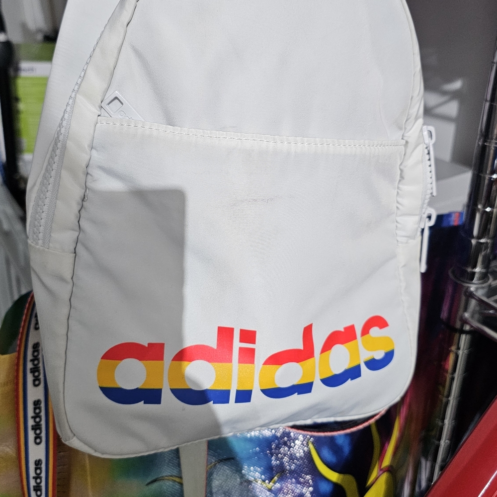 Adidas White Backpack with Multicolor Logo